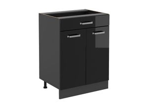 4066731391707 - Küchenunterschrank R-Line Schwarz Hochglanz 60 cm  ap Anthrazit Vicco