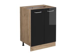 4066731391714 - Küchenunterschrank R-Line Schwarz Hochglanz 60 cm  ap Eiche Vicco