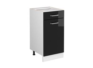 4066731392261 - Küchenunterschrank R-Line Schwarz Hochglanz 40 cm  ap Eiche Vicco