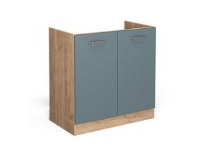 4066731392322 - Spülenunterschrank R-Line Blau-Grau 80 cm  ap Anthrazit Vicco