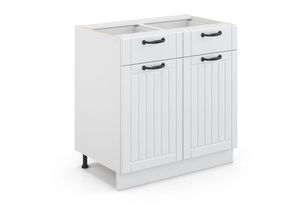 4066731392605 - Küchenunterschrank Fame-Line Weiß Landhaus 80 cm  ap Eiche Vicco