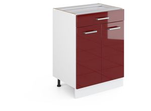 4066731393022 - Küchenunterschrank R-Line Bordeaux Hochglanz 60 cm mit Schublade ap Anthrazit Vicco