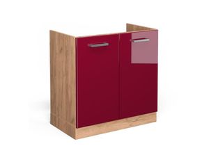 4066731393718 - Spülenunterschrank R-Line Bordeaux Hochglanz 80 cm  ap Anthrazit Vicco