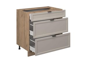 4066731393916 - Küchenunterschrank Fame-Line GrauBeige 80 cm mit 3 Schubladen ohne Arbeitsplatte Vicco