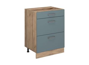 4066731394555 - Küchenunterschrank R-Line Blau-Grau 60 cm mit Schubladen ap Anthrazit Vicco