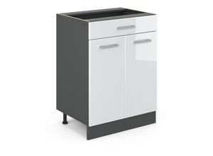 4066731394562 - Küchenunterschrank R-Line Weiß Hochglanz 80 cm  ap Eiche Vicco