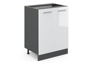 4066731394746 - Küchenunterschrank R-Line Weiß Hochglanz 60 cm  ap Eiche Vicco