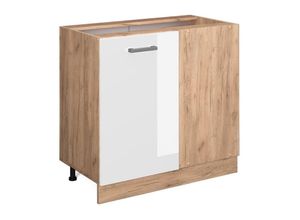 4066731395422 - Eckschrank R-Line Weiß Hochglanz 86 cm  ap Eiche Vicco