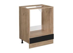 4066731395538 - Herdumbauschrank R-Line Schwarz Hochglanz 60 cm  ap Eiche Vicco