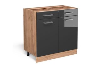 4066731395774 - Küchenunterschrank R-Line Anthrazit Hochglanz 80 cm  ap Anthrazit Vicco