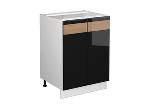 4066731396535 - Küchenunterschrank Fame-Line Schwarz Eiche hochglanz 60 cm  AP Eiche Vicco