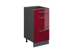 4066731396917 - Küchenschrank mit Schublade R-Line Bordeaux Hochglanz 40 cm AP Marmor Vicco