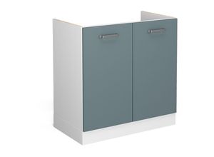 4066731397518 - Spülenunterschrank R-Line Blau-Grau 80 cm  ap Eiche Vicco