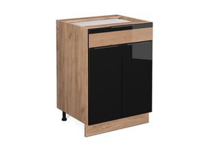 4066731397808 - Küchenunterschrank Fame-Line Schwarz Eiche hochglanz 60 cm mit Schublade ap Anthrazit Vicco