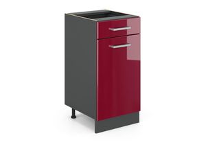 4066731398249 - Küchenunterschrank R-Line Bordeaux Hochglanz 40 cm  ap Anthrazit Vicco