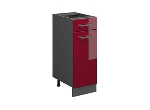 4066731398812 - Küchenschrank mit Schublade R-Line Bordeaux Hochglanz 30 cm AP Marmor Vicco