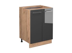 4066731399284 - Küchenunterschrank Fame-Line Anthrazit Hochglanz 60 cm  AP Eiche Vicco