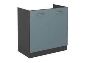 4066731400522 - Spülenunterschrank R-Line Blau-Grau 80 cm  AP Eiche Vicco