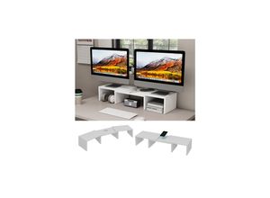 4066731401673 - Monitorständer Halva Weiß 82 x 16 cm mit QI-Ladestation und USB