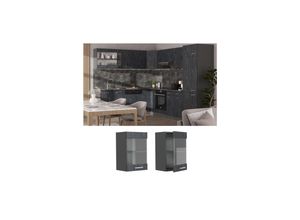 4066731403813 - Livinity Hängeglasschrank R-Line Schwarz Beton Anthrazit 40 cm