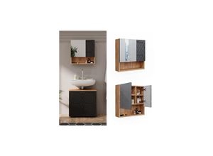 4066731405282 - Badspiegelschrank Irma Eiche Anthrazit 54 x 55 cm Badezimmer