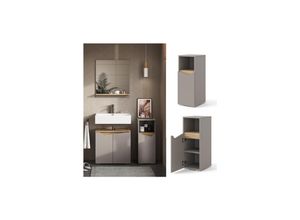 4066731405824 - Midischrank Marelle Greige Eiche 30 x 745 cm mit Tür und offenem Fach