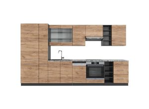 4066731411368 - Küchenzeile Fame-Line Goldkraft Eiche Anthrazit 355 cm  ap Eiche Vicco