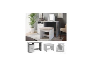 4066731411665 - Livinity Schminktisch Meiko Beton Weiß 120 cm mit Spiegel und Hocker