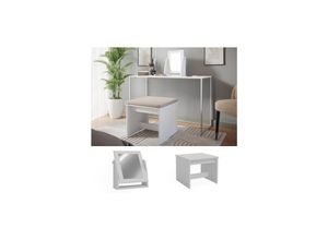 4066731411672 - Livinity Hocker-Spiegel-Set Meiko Weiß 51 cm Schminktischzubehör