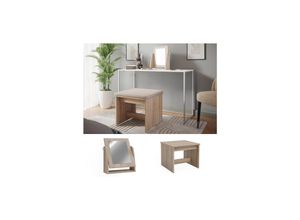 4066731411689 - Livinity Hocker-Spiegel-Set Meiko Sonoma 51 cm Schminktischzubehör