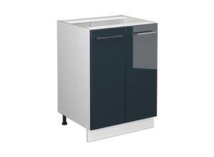 4066731413089 - Unterschrank Fame-Line Weiß Dunkelblau Hochglanz 60 cm mit Arbeitsplatte Anthrazit