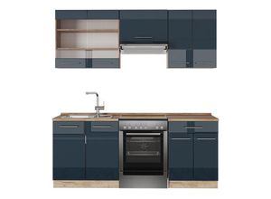 4066731415205 - Küchenzeile Fame-Line Dunkelblau Hochglanz Goldkraft Eiche 200 cm ohne Arbeitsplatte Vicco 4066731415205 - Küchenzeile Fame-Line Dunkelblau Hochglanz Goldkraft Eiche 200 cm ohne Arbeitsplatte Vicco