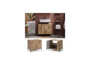 4066731444809 - Waschbeckenunterschrank Eliza Viking Oak 70 x 63 cm mit 2 Türen