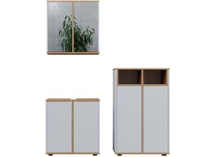 4066731444991 - Badmöbel Set Didi Weiß Artisan 3 Teile Midischrank mit 2 Türen Vicco