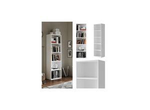 4066731445097 - - Bücherregal Bob Weiß 40 x 132 cm mit 5 Fächern