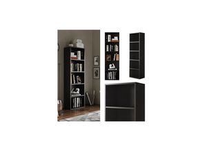 4066731445103 - Bücherregal Bob Schwarz 40 x 132 cm mit 5 Fächern Vicco