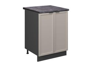 4066731451739 - Unterschrank Fame-Line Anthrazit Grau-Beige gerahmt 60 cm mit Arbeitsplatte Anthrazit