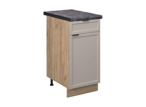 4066731452293 - Schubunterschrank Fame-Line Eiche Grau-Beige gerahmt 40 cm mit Arbeitsplatte Anthrazit