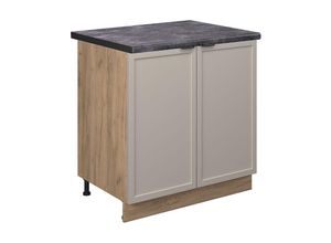 4066731452453 - Spülenunterschrank Fame-Line Eiche Grau-Beige gerahmt 80 cm mit Arbeitsplatte Anthrazit