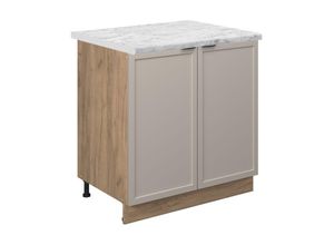 4066731452477 - Spülenunterschrank Fame-Line Eiche Grau-Beige gerahmt 80 cm mit Arbeitsplatte Marmor-Weiß 4066731452477 - Spülenunterschrank Fame-Line Eiche Grau-Beige gerahmt 80 cm mit Arbeitsplatte Marmor-Weiß