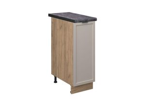 4066731452750 - Apothekerunterschrank Fame-Line Eiche Grau-Beige gerahmt 30 cm mit Arbeitsplatte Anthrazit