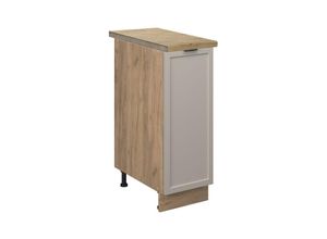 4066731452767 - Apothekerunterschrank Fame-Line Eiche Grau-Beige gerahmt 30 cm mit Arbeitsplatte Eiche
