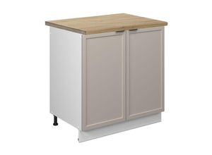 4066731453290 - Spülenunterschrank Fame-Line Weiß Grau-Beige gerahmt 80 cm mit Arbeitsplatte Eiche