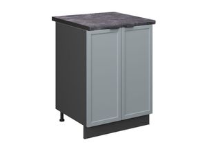 4066731455355 - Unterschrank Fame-Line Anthrazit Hellblau-Grau gerahmt 60 cm mit Arbeitsplatte Anthrazit