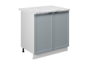 4066731456390 - Unterschrank Fame-Line Weiß Hellblau-Grau gerahmt 80 cm mit Arbeitsplatte Marmor-Weiß 4066731456390 - Unterschrank Fame-Line Weiß Hellblau-Grau gerahmt 80 cm mit Arbeitsplatte Marmor-Weiß