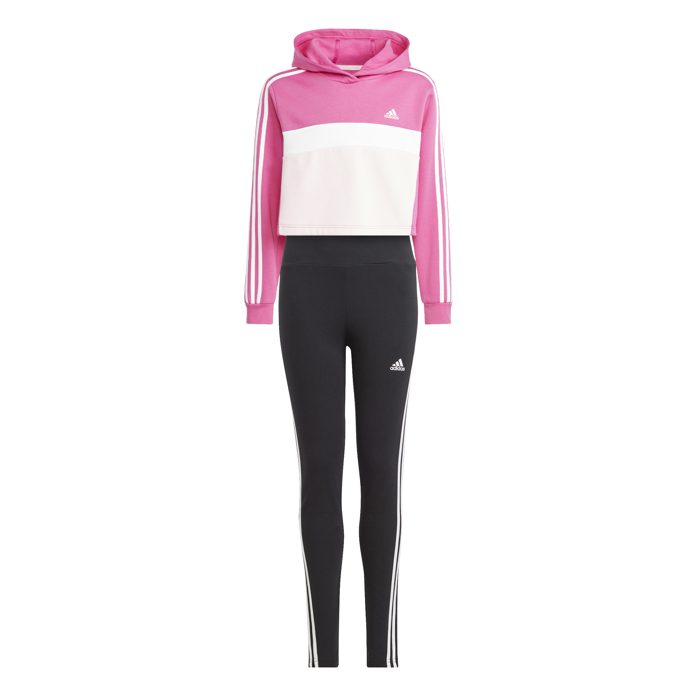 4066762616145 - Zusammen Leggings et sweatshirt à capuche fille adidas Tiberio 3-Stripes Colorblock