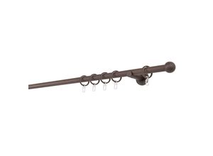 4066866103855 - Gardinenstange MYDECO 20mm Ball Wandträger 65 cm Gardinenstangen Gr L 230 cm 1 läufig braun Gardinenstangen Wandmontage