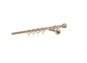 4066866114684 - Gardinenstange MYDECO 20mm Ball Wandträger 12 cm Gardinenstangen Gr L 210 cm 1 läufig grau (messingfarben) Gardinenstangen Wandmontage