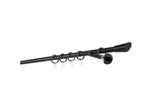 4066866118071 - Ondeco - Gardinenstange auf Maß 20mm Rag 1-lauf Vorhangstange Wandträger 12cm Stilgarnitur mit Ringen für Vorhänge - Schwarz - 190cm 4066866118071 - Ondeco - Gardinenstange auf Maß 20mm Rag 1-lauf Vorhangstange Wandträger 12cm Stilgarnitur mit Ringen für Vorhänge - Schwarz - 190cm