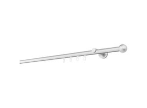 4066866166669 - Ondeco - Gardinenstange auf Maß Innenlauf 20mm Cap 1-lauf Vorhangstange Wandträger 65cm Stilgarnitur Gleiter für Vorhänge - Alu-Silber - 110cm